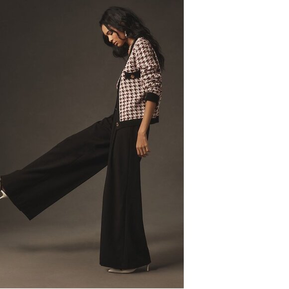 anthropologie The Avery Pleated Wide-Leg Trousers by Maeve size 4 black new nwt - Picture 2 of 9